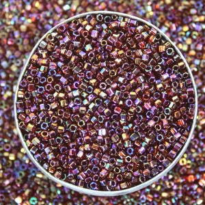 Miyuki Hexagon 15/0 Cutdana Glass Rainbow Effect Finish spacer Miyuki Beads Cut Delica Beads Beads in Purple  Color -25 Grams