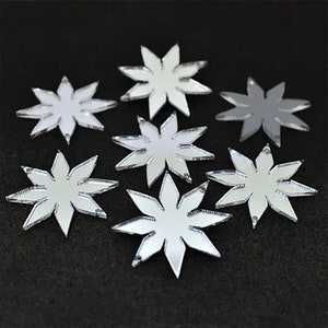 Aufnähbarer Acrylspiegel in Blumenform,lasergeschnittene Acrylspiegelanhänger,Acrylrohlinge,Acrylspiegelperlen,2loch-Acrylscheibe-25 Stück