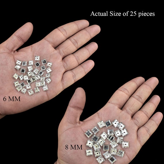 50Pcs Rhinestone Buttons Embellishments Sew On Crystal Rhinestones Flatback  Beads Buttons with Diamond,Light Green