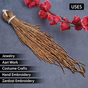 3MM, French Wire/ Metallic Rough Wire/ Bullion Wire in Antique Gold Colour (100 Grams/Packet) image 6