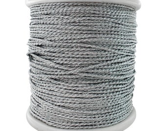 Twisted Metallic Machine Zari Thread/Dori/Floss for Aari work, Tassels, Jewlery, Bracelet, Crochet & Hand Embroidery (2MM Width, 73 Mtr)