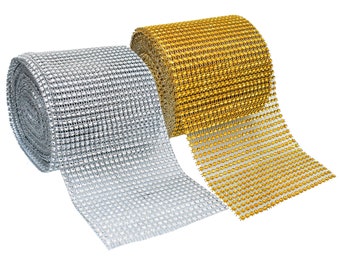 Rhinestones Ribbon Trim Rhinestone Crystal Mesh Ribbon Wrap Diamond mesh wrap for decoration and craft -12CM-1 Roll: 9 Meter