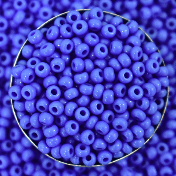 100g BLUE OPAQUE GLASS SEED BEADS 11//0 2mm 8//0 3mm 6//0 4mm
