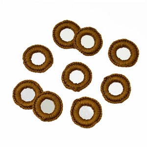 100 Pieces,Crochet Mirror/Indian crocheted Mirror/Mirror Appliques/Crochet Thread Rings with shiny Sequins/Sew on patches/Applique for craft