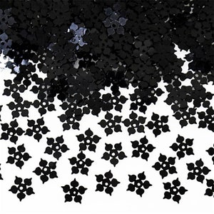 8MM sequins,Pailettes,Flower Sequins,Flower Paillettes,Loose Sequins,Center Hole Sequins,Sequins for Craft in Black Color -50 Gram