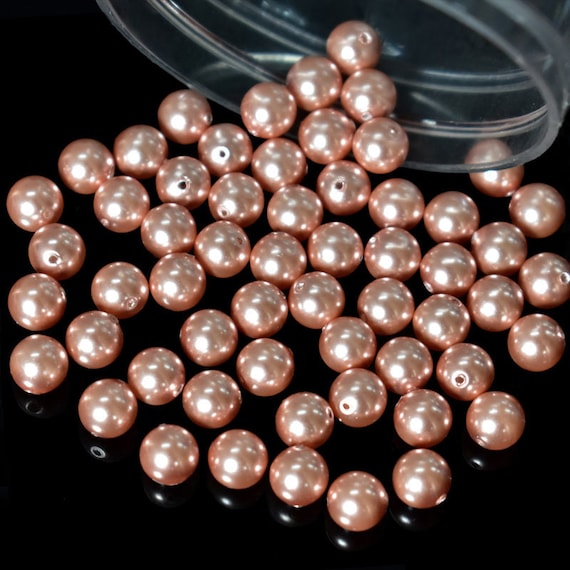 Premium Quality Crystal Glass Pearls in Rose Peach Color For Wedding Jewellery Rose Peach Color.