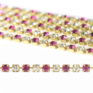 Rhinestone chain Trim Crystal Cup Chain Two Colour Crystal Cup Banding Chain for jewelry making