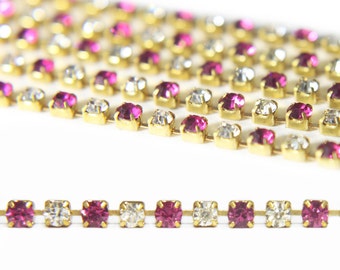 Rhinestone chain Trim Crystal Cup Chain Two Colour Crystal Cup Banding Chain for jewelry making