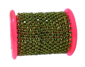 Rhinestone chain Trim Crystal Cup Chain Green Color Crystal Cup Banding Chain for jewelry Making - 5 Meter