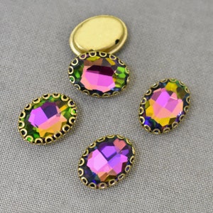 Sew on Glass Crystal Stone Loose Rhinestones Crystal beads Sew On Rhinestone With Claw Catcher Made of Brass in Rainbow Color-15 Pieces