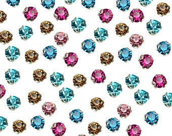 Sew On Crystal Claw Flat Back Rhinestones Round Shape loose Embellishment Button Glass Beads DIY Dress Stones-288 pieces