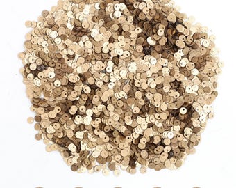 50 Grams!! Top Hole Khaki Colour Round Sequins-EMB4094