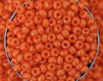 Preciosa Seed Beads 8/0 Czech Glass Rocaille Round Spacer Beads for jewelry making and Beading DIY in Orange Color-100 Gram-3MM