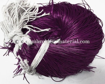 Fil de cuivre lissé métallique lisse, fil de broderie Zardosi, fil Nakshi Purl couleur violet potion - 100 grammes