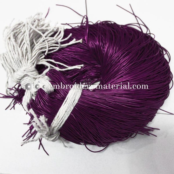 French Wire Bullion Copper Smooth Metallic French coil Purl Zardosi Embroidery Bullion Nakshi Purl wire in Purple Potion Colour- 100 Grams