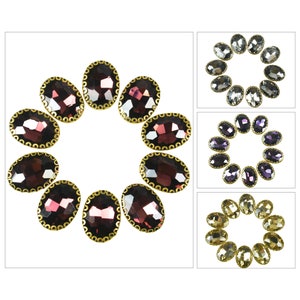 Oval Shape Sew on Glass Crystal Rhinestone Flower Shape Flat Back Setting, 13X18MM, 10Pieces