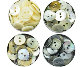 MOP Natural Shell Sew On Buttons Combo, 4 Styles, 100 Pieces