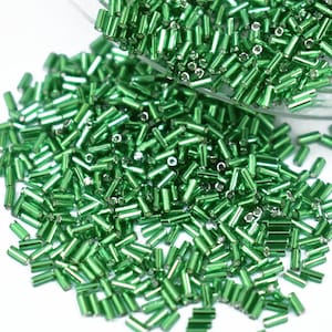 1440個、MGB 3mm グリーンガラスチューブビューグルビーズ-EMBMGB5326
