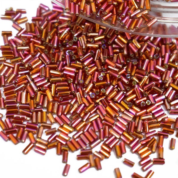 Glass Bugle Seed Beads MGB Japanese Tube Spacer Loose Bugle beads for jewelry making,embellishment DIY- 3MM in Pink and Orange -1440 Pieces