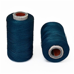 Art Silk Thread in Dark TealBlueColor,Art Embroidery silkyarn,EmbroideryThread,indian silkthread,Viscose Rayon Silkthread-2Roll-984Yard/Roll