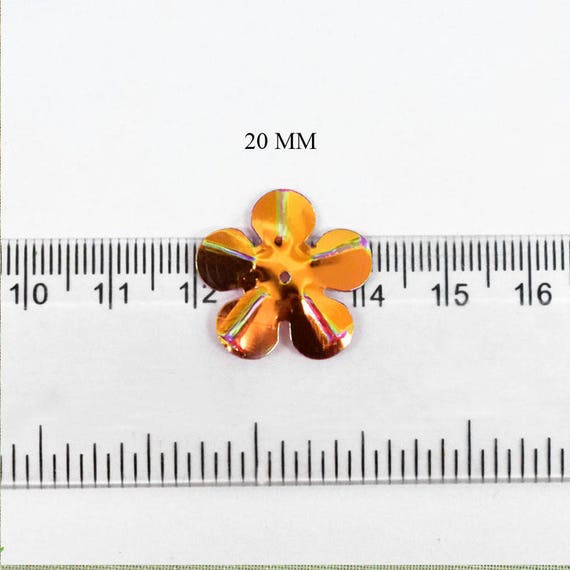 20MM, Lentejuelas con forma de flor/lentejuelas para coser/lentejuelas  sueltas/lentejuelas con orificio central/lentejuelas paillette en color  amarillo y naranja-100 gramos-EMBSQ05931 -  México