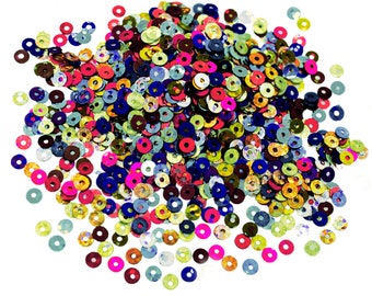 Paillettes Rondes Paillettes, Paillettes Lâches Trou Central Artisanat Paillettes Holographiques en Couleur Mixte-50 Grammes (4MM)