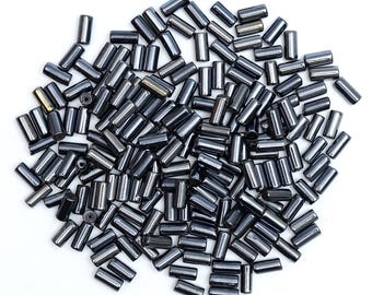 Ceramic Beads Tube Greek Unglazed lustre Finish Spacer beads for making jewelry and Craft in Gunmetal Color-300 Beads-4x10MM