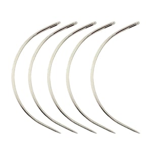 Aguja curva en forma de C para coser a mano, tejer, hacer abalorios, coser y bordar en zonas estrechas o de difícil acceso (5 piezas)