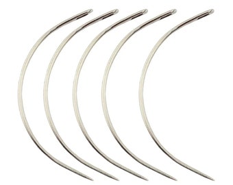 C Shape Curved Needle for Hand Sewing, Weaving, Beading, Stitching & embroidery in tight or hard-to-reach areas (5pieces)