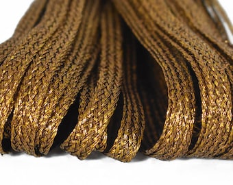 2Roll, 5MM Antique Gold Color Flat Metallic Soutache Braided Cord (15 Meter Per Roll)  -EMBBT5153