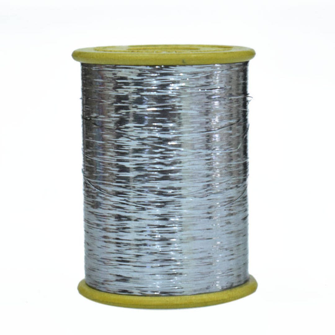 1 Roll, Flat Metallic Badla Thread in Lavender Gray Colour-10,000 Meter ...