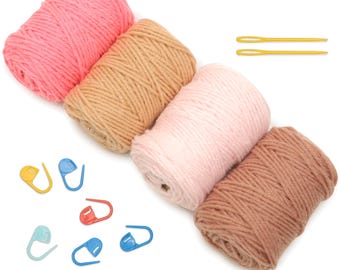 Beginner Crochet Kit | DIY Crochet Set with Wool | Crochet Needle | Plastic Needles Stitch Markers | Perfect for Kids & Adults