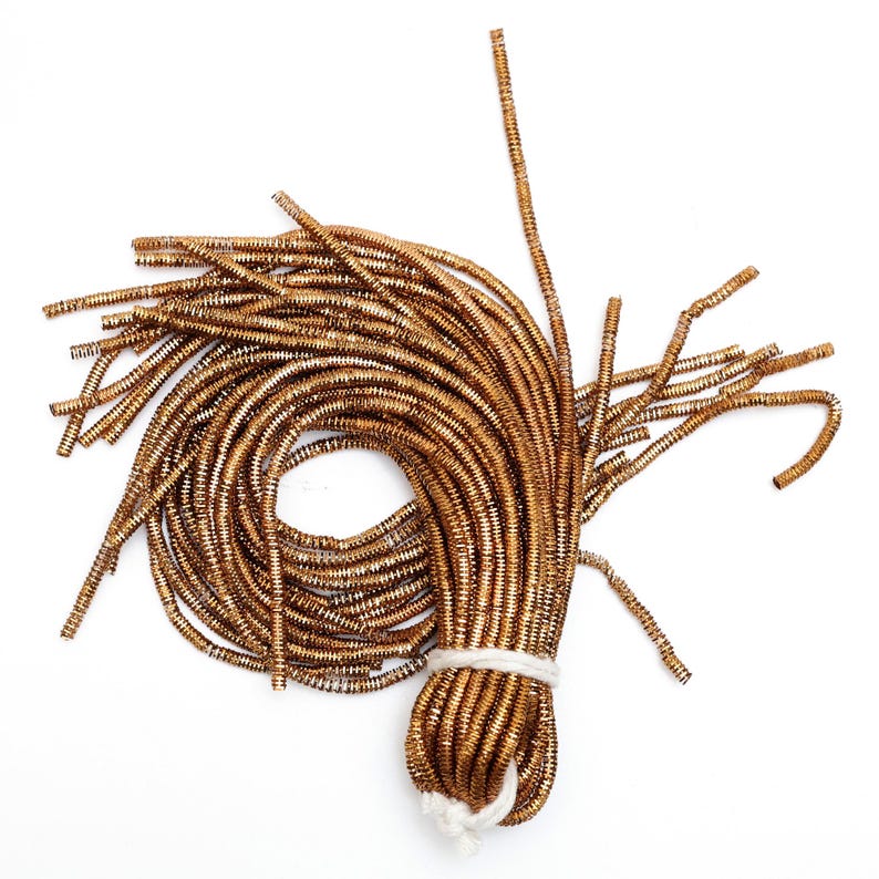 3MM, French Wire/ Metallic Rough Wire/ Bullion Wire in Antique Gold Colour (100 Grams/Packet) image 1