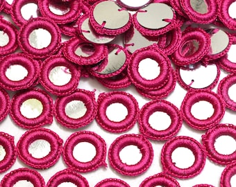 100 Pieces, 18MM Magenta Crochet Thread Rings With Metallic Mirror-EMBCTR5239