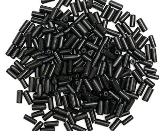 Keramische kralenbuisjes, Grieks, ongeglazuurd, glanzende afwerking. Afstandskralen voor het maken van sieraden en knutselwerk in zwarte kleur - 4 x 10 mm - 275 kralen