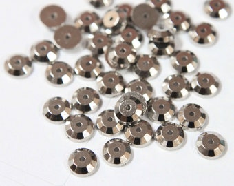 Sew on studs Moon Shape Center Hole Studs Spike Studs for clothing in Silver Colour - 6MM-50 Pieces