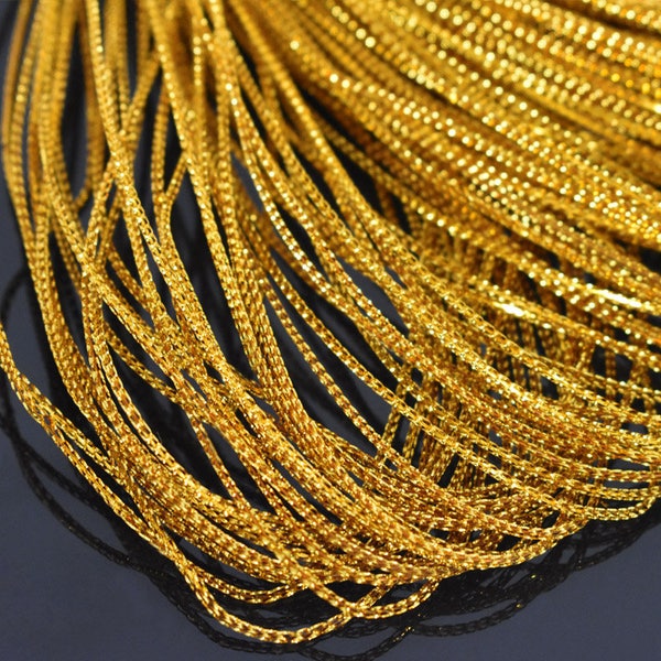 1 Roll,  1MM Yellow Gold Color Metallic Braided Cord (100 Meter Per Roll)  -EMBBT5157