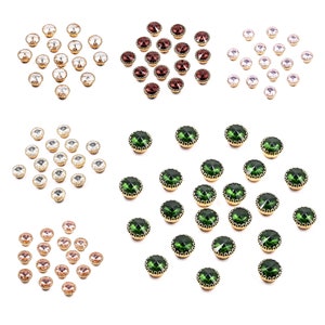 Sew On Round Rivoli Chaton Montees Rhinestones in Flower Claw Setting 15 Pcs