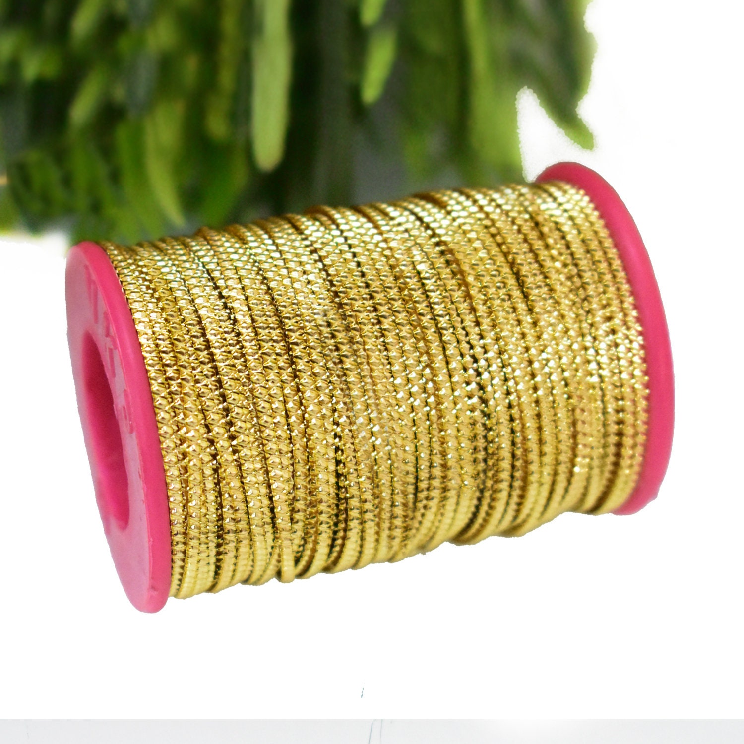 Metal Metallic Embroidery Floss Thread/metal Embroidery Wire/gold Color  Diamond Pattern Embossed Metal Thread-1roll2mm85metre or 92.9yard 