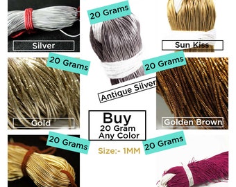 Fil de cannetille en cuivre métallique français, fil perlé brillant, fil à cannelures pour broderie Zardosi Nakshi, fil perlé - 20 grammes