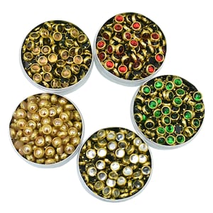 Glue on Kundan stone in Flat Back Mount Kundan Bead Jewelry making Stones embellishment in Assorted 5 Color Combo-500Piece-100Piece/Color4MM