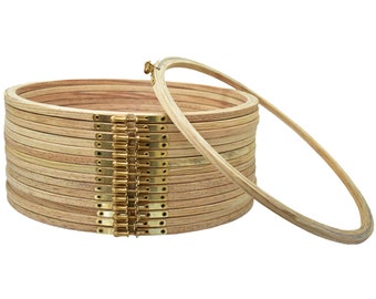 Aros de bordado de madera, aro de costura, aro de madera y soportes, aro de punto de cruz, marco redondo, aro de bordado artístico, 1 pieza (30,5 cm).