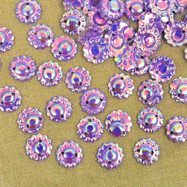 9MM, Paillettes en forme de fleur en relief de couleur lavande-100 grammes, EMBSQ05936