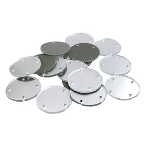 Embroiderymaterial Round Sew On Silver Acrylic Craft Mirrors for DIY Craft Art, 25 Pieces