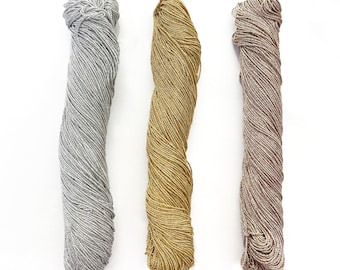 Metallic Zari Skeins in Silver Gold & Rose Gold Color 3 Rolls