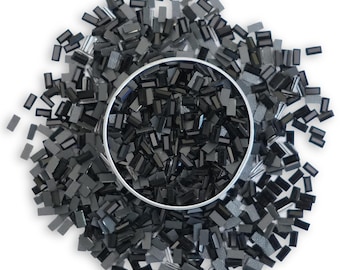 Diamantes de imitación termoadhesivos: negros, dorados, plateados y arcoíris / Forma rectangular (2,5 x 5 mm) - 1440 piezas para tela, ropa y manualidades.