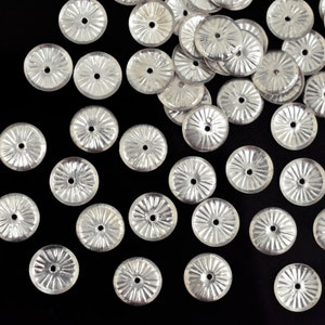 12mm Round Frisbee Shape Centre-Hole Silver Sequins - EMBMS5194