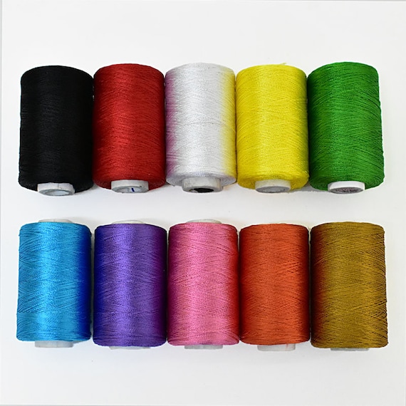 Art Silk Thread ,Art Embroidery silkyarn,Embroidery Thread,indian silk thread,Viscose Rayon Silk thread-Combo Pack of 10 Colors-984Yard/Roll