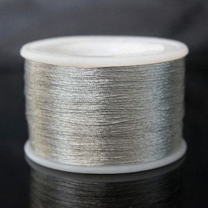 Zari Thread 3Ply Twisted Metallic floss Yarn Hand Machine Embroidery Artwork Sewing Metallic Thread in Silver Colour (765 Yard/Spool)-1 Roll