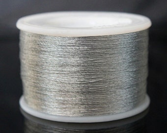 Zari Thread 3Ply Twisted Metallic floss Yarn Hand Machine Embroidery Artwork Sewing Metallic Thread in Silver Colour (765 Yard/Spool)-1 Roll